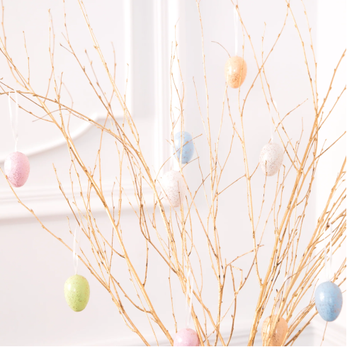 Plastová vajíčka se zlatým třpytivým mixem - 12 ks