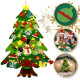 Plstený vianočný stromček pre deti s ozdobami a LED svetlom, 98 x 70 cm