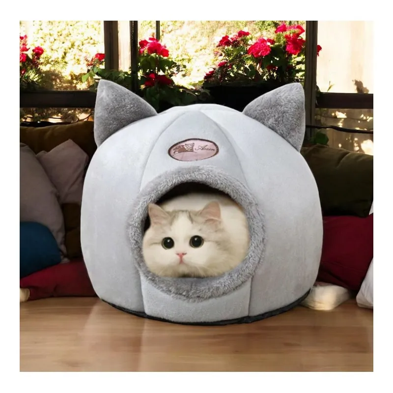 Plyšový domeček pro kočky na zimu - 33 cm