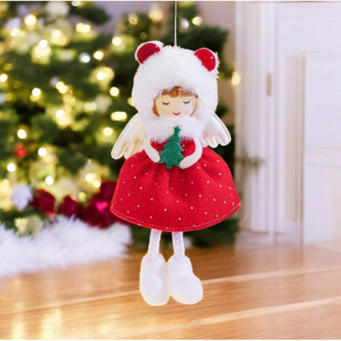 Plyšový vianočný anjel na zavesenie, 15 cm