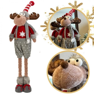 Plyšový vánoční sob s teleskopickýma nohama, 60–90 cm
