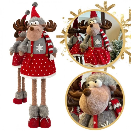 Plyšový vánoční sob s teleskopickýma nohama, 60–90 cm