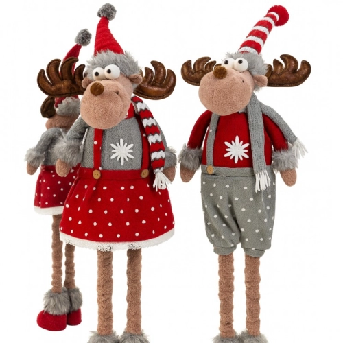 Plyšový vánoční sob s teleskopickýma nohama, 60–90 cm