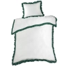 Ložní povlečení Eliza zdobené kontrastním volánem - zelené 220x200 cm