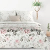 Posteľné obliečky Lea so saténovou väzbou a kvetinovou potlačou 220x200 cm