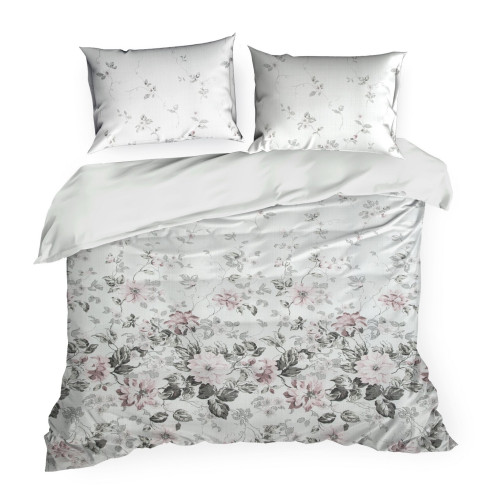 Ložní povlečení Lea se saténovou vazbou a květinovým potiskem 220x200 cm