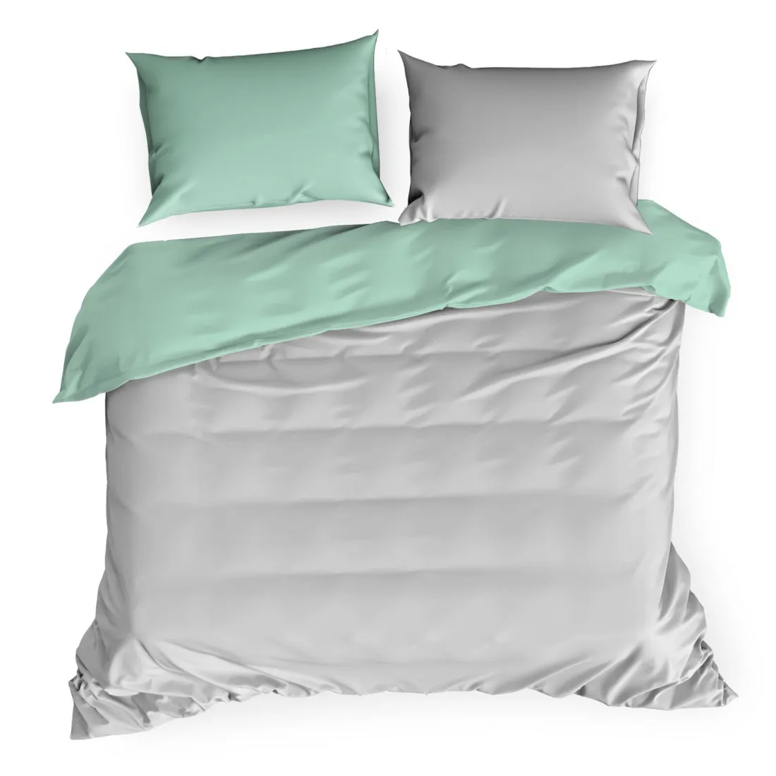 Posteľné obliečky Nova z bavlneného saténu 140x200 cm - svetlo sivé/mätové