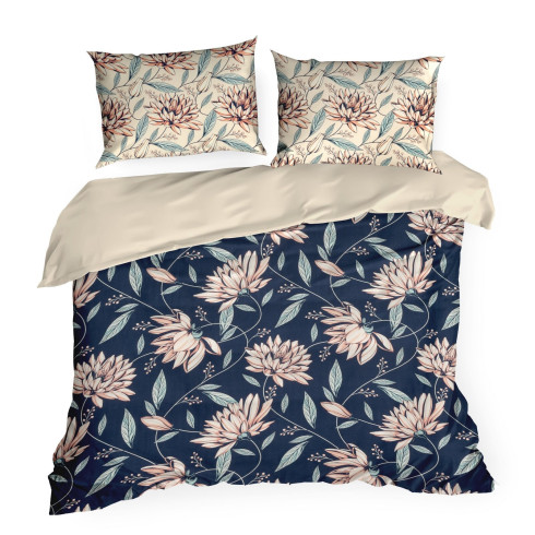 Posteľné obliečky Nova z bavlneného saténu s potlačou kvetov 220x200 cm