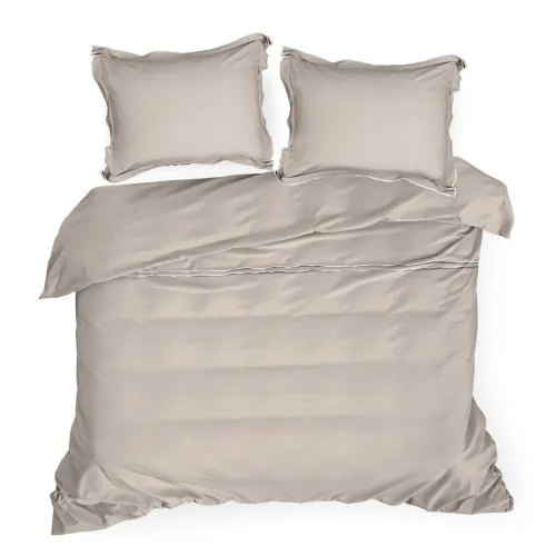 Ložní povlečení Reina zdobené lemem z bavlny renforcé 220x200 cm, béžové