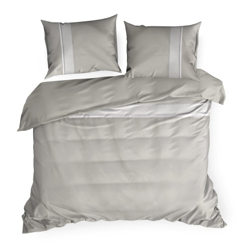 Posteľné obliečky Reina zdobené vyšívanou aplikáciou z bavlny renforcé 220x200 cm - šedé