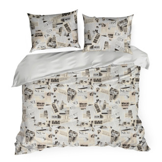 Posteľné obliečky so vzorom novinových listov z bavlny renforcé 220x200 cm