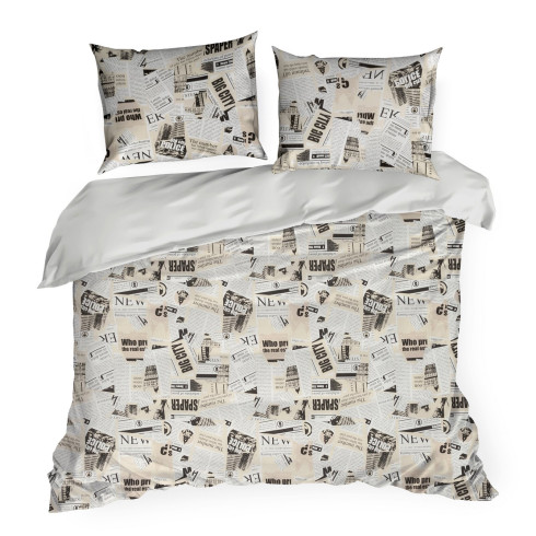 Posteľné obliečky so vzorom novinových listov z bavlny renforcé 220x200 cm