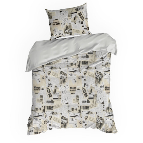 Ložní povlečení se vzorem novinových listů z bavlny renforcé 140x200 cm