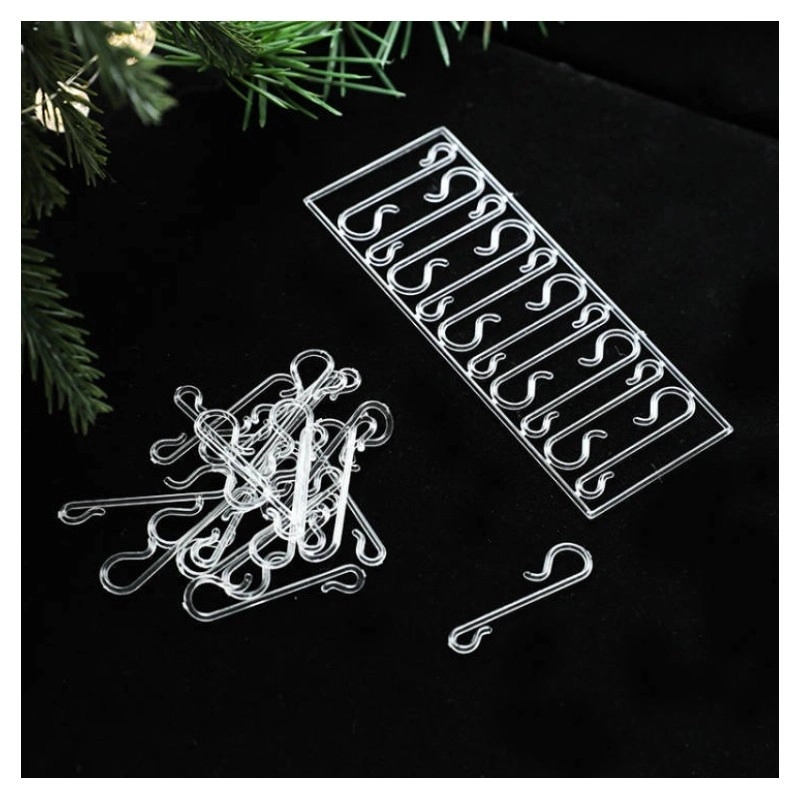 Priehľadné háčiky na vianočné ozdoby, 10 ks