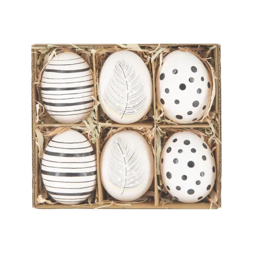 Přírodní vyfouknutá vajíčka bílo-černá mix 6 ks