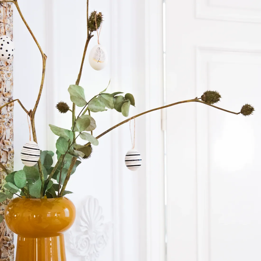 Přírodní vyfouknutá vajíčka bílo-černá mix 6 ks