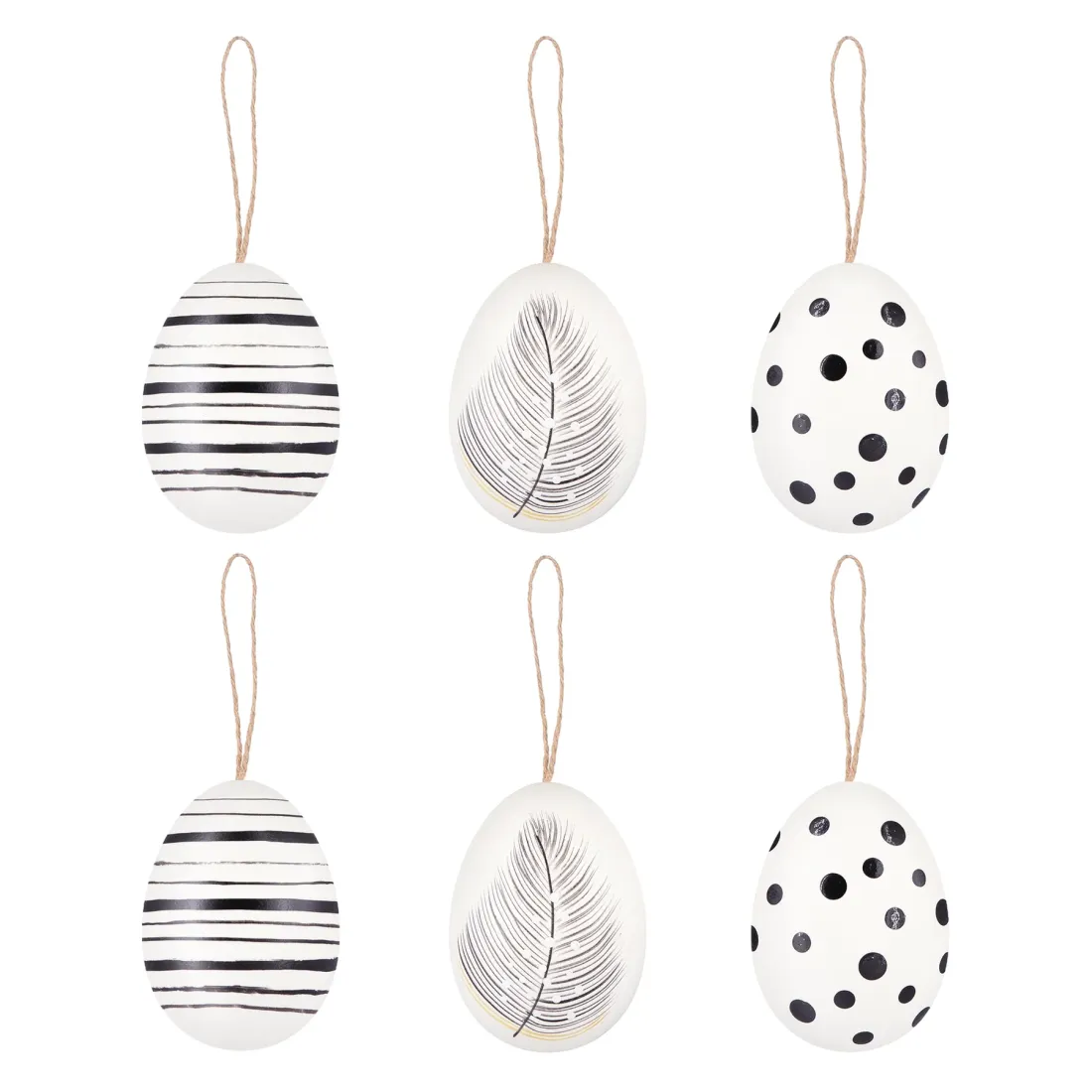 Přírodní vyfouknutá vajíčka bílo-černá mix 6 ks