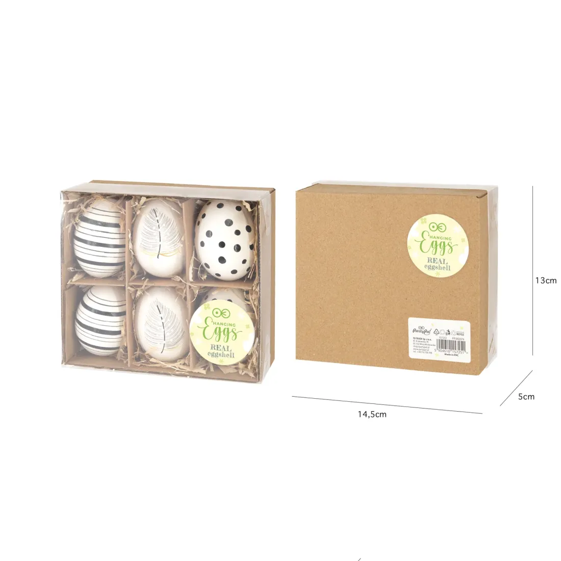 Přírodní vyfouknutá vajíčka bílo-černá mix 6 ks