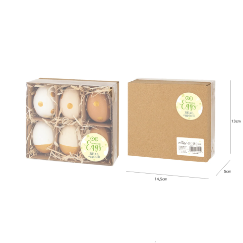 Přírodní vyfouknutá vajíčka mix přírodní - 6 ks