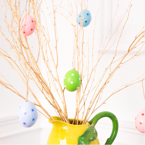 Přírodní vyfouknutá vajíčka s puntíky, mix 8 ks