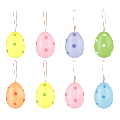 Přírodní vyfouknutá vajíčka s puntíky, mix 8 ks