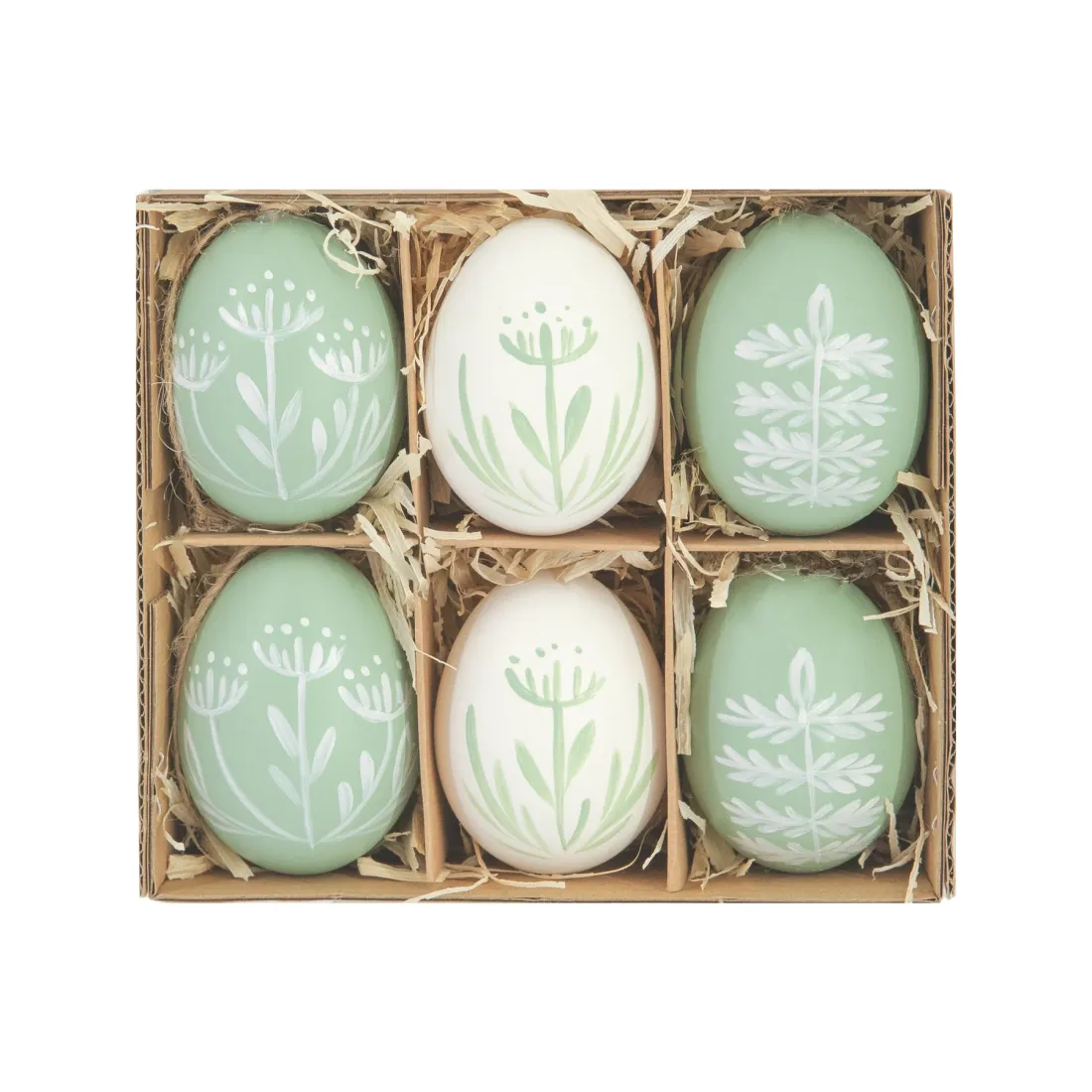 Prírodné vyfúknuté vajíčka s vetvičkami - mix 6 ks