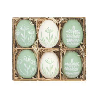 Prírodné vyfúknuté vajíčka s vetvičkami - mix 6 ks