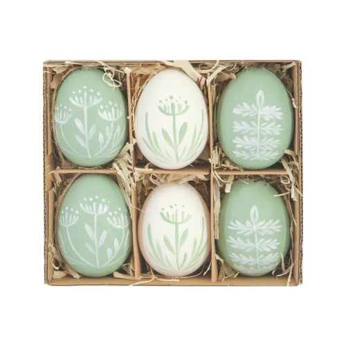Prírodné vyfúknuté vajíčka s vetvičkami - mix 6 ks