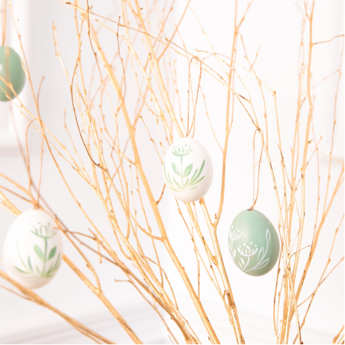 Prírodné vyfúknuté vajíčka s vetvičkami - mix 6 ks