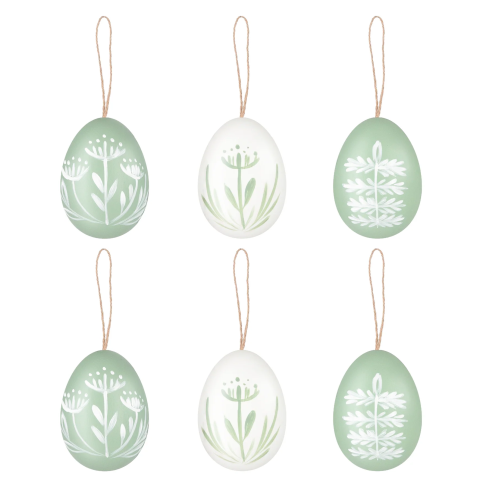 Prírodné vyfúknuté vajíčka s vetvičkami - mix 6 ks