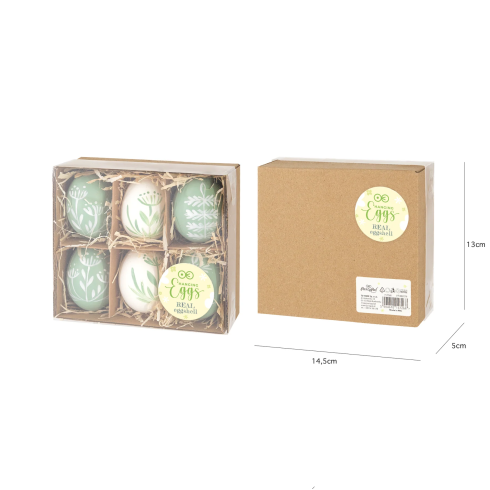 Prírodné vyfúknuté vajíčka s vetvičkami - mix 6 ks