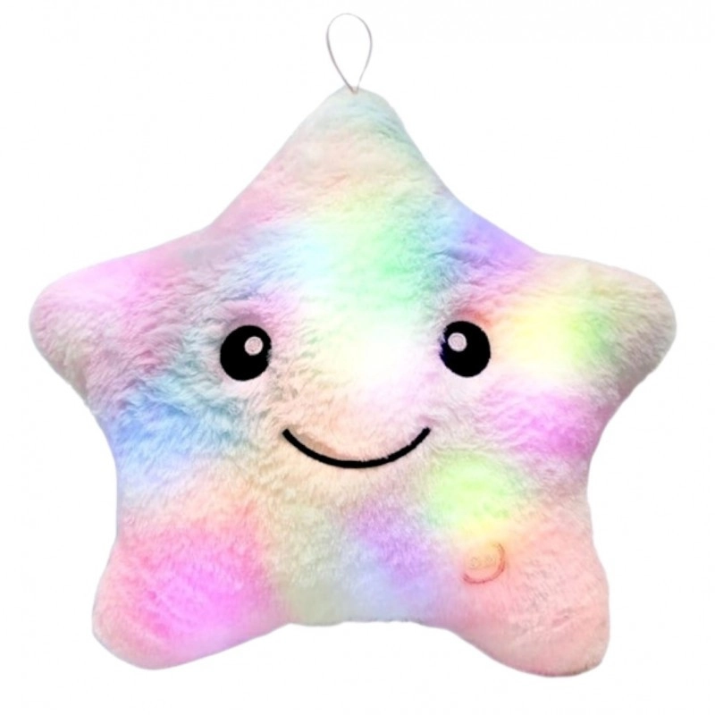 Růžový ombré LED polštář Hvězda, 40 × 35 cm