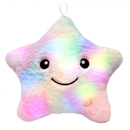 Růžový ombré LED polštář Hvězda, 40 × 35 cm