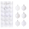 Sada bielzch vianočných nerozbitných gúľ 36 ks, priemer 6 cm