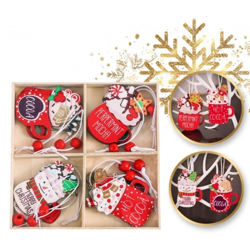 Sada drevených vianočných ozdôb Perníčky, 12 ks