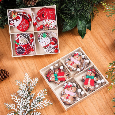 Sada drevených vianočných ozdôb Perníčky, 12 ks