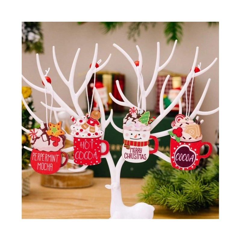 Sada drevených vianočných ozdôb Perníčky, 12 ks