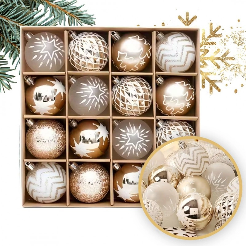 Sada vianočných gúľ 16 ks, priemer 6 cm