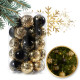 Sada vánočních koulí 34 ks, zlato-černé