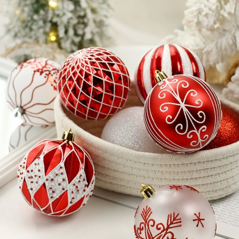 Sada vianočných gúľ bielo-červené 16 ks, priemer 8 cm