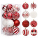 Sada vánočních koulí bílo-červené 16 ks, průměr 8 cm