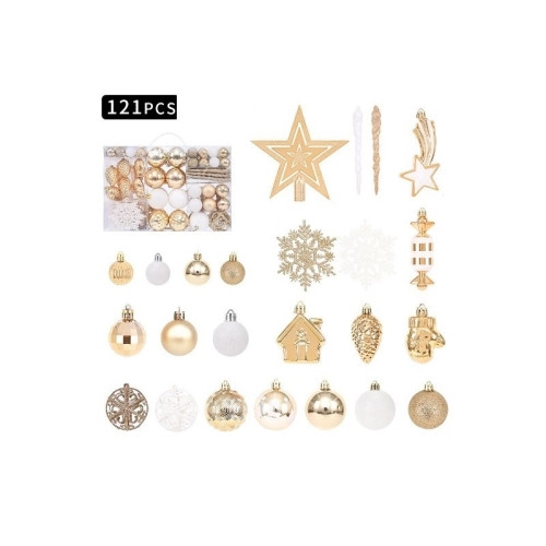 Sada vianočných gúľ, ozdôb a hviezda, 121 ks