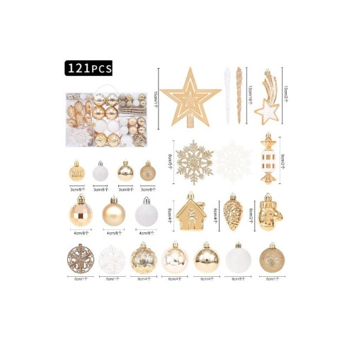 Sada vánočních koulí, ozdob a hvězda, 121 ks