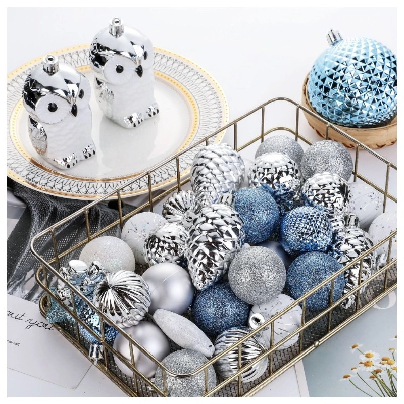 Sada vianočných gúľ, ozdôb a hviezda, 60 ks