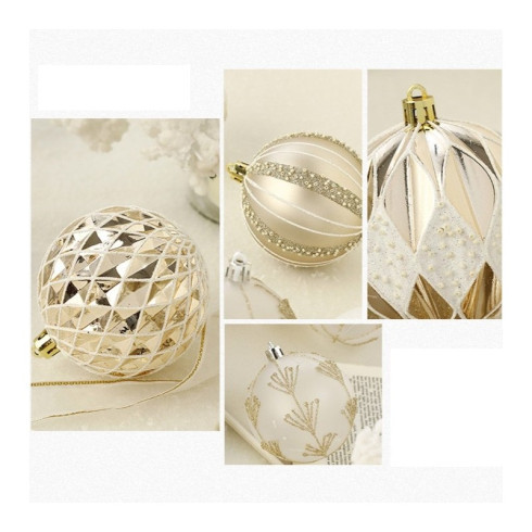 Sada vánočních koulí zlaté 16 ks, průměr 8 cm