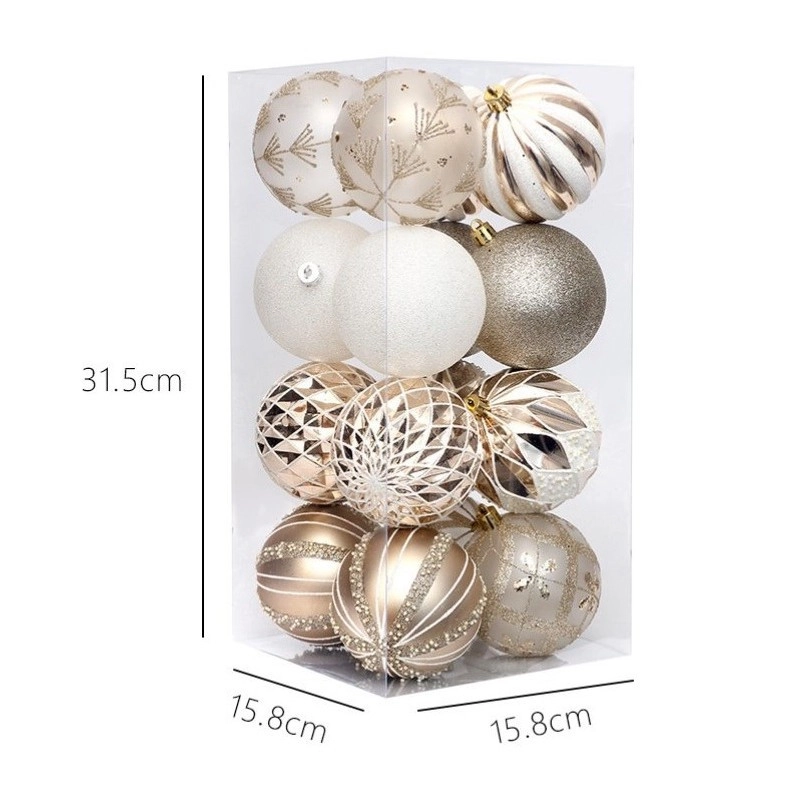 Sada vianočných gúľ zlaté 16 ks, priemer 8 cm