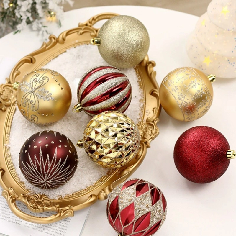 Sada vianočných gúľ zlato-červené 16 ks, priemer 8 cm