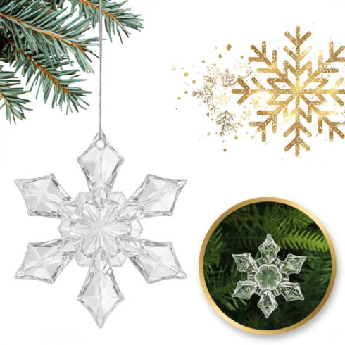 Sada vánočních ozdob ve tvaru vloček na stromeček, 12 ks
