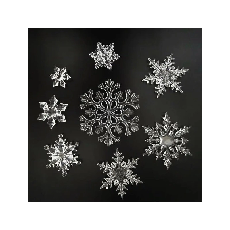 Sada vianočných ozdôb v tvare vločky na stromček, 12 ks