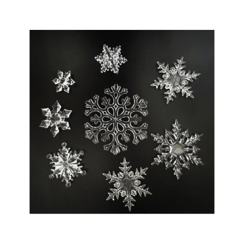 Sada vánočních ozdob ve tvaru vloček na stromeček, 12 ks